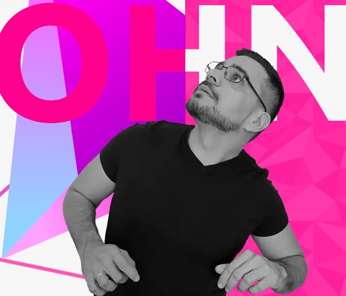 Homem em tons de cinza olhando para cima