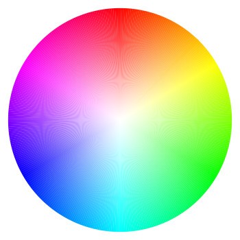 Roda de cores com branco no meio e as bordas com todas as cores